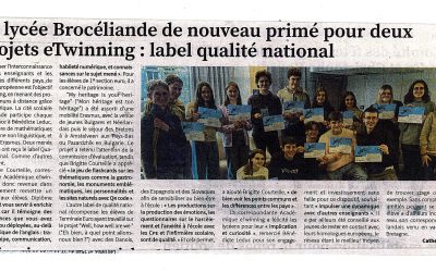 Le lycée de Brocéliande primé pour 2 projets eTwinning