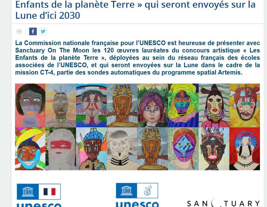 Résultat du concours « les enfants de la planète Terre » dans le cadre du projet Sanctuary on the moon